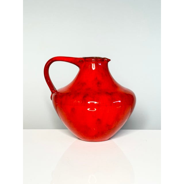 Handcrafted Red Studio Ceramic Jug Vase by Elly & Wilhelm Kuch, Germany, 1960s For Sale - Image 11 of 11