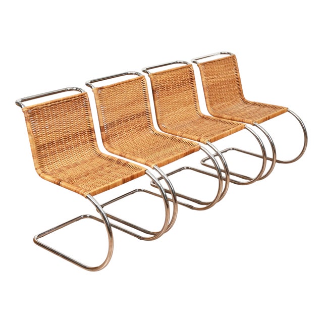 MR10 Rattan Chairs by Ludwig Mies Van Der Rohe for Knoll, 1960s, Set of 4 For Sale