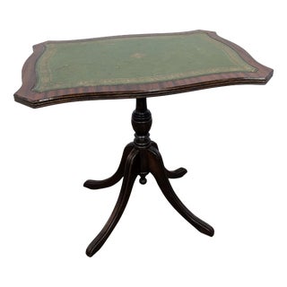 Vintage English Green Leather Coffee Table For Sale