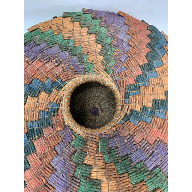 Black Mid-Century African Woven Basket For Sale - Image 8 of 9