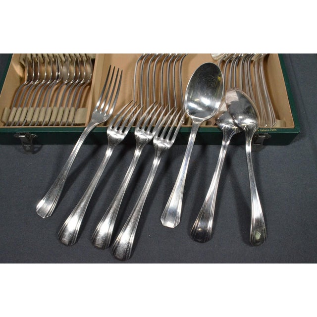 1920s Christofle Boréal Art Deco Silver-Plated Flatware Set by Luc Lanel - 37 Pieces with Case For Sale - Image 13 of 17