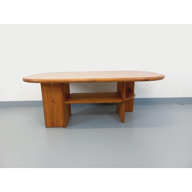 Vintage Rectangular Oval Modernist Coffee Table in Pine, 1970s For Sale - Image 4 of 18