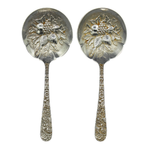 Early 20th Century 1924 S. Kirk & Son Sterling Silver Repousse Spoons - a Pair
