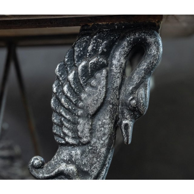 French Garden or Conservatory Table With Marble Top Over Polished Steel For Sale - Image 9 of 10