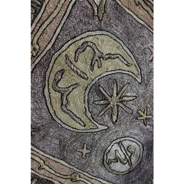 Metallic Thread Embroidered Wall Hanging, 1930s For Sale - Image 15 of 16