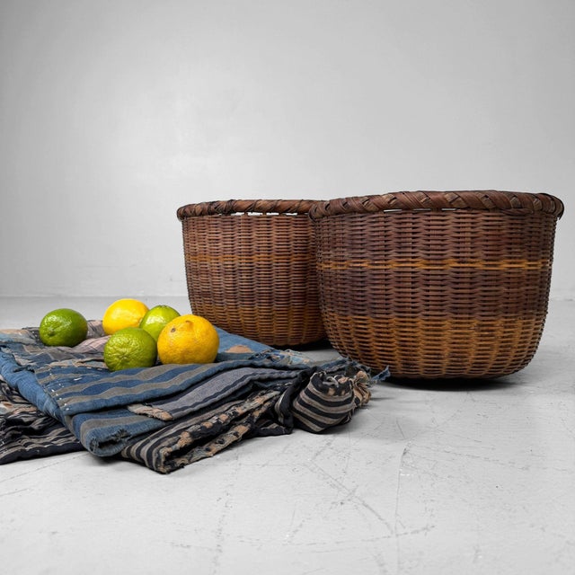 Vintage Japanese Bamboo Baskets, 1960s, Set of 2 For Sale - Image 9 of 16