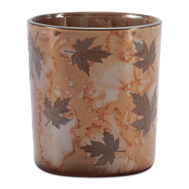 2020s Autumn Leaf Glass Votive Holder (Set of 3) For Sale - Image 5 of 6