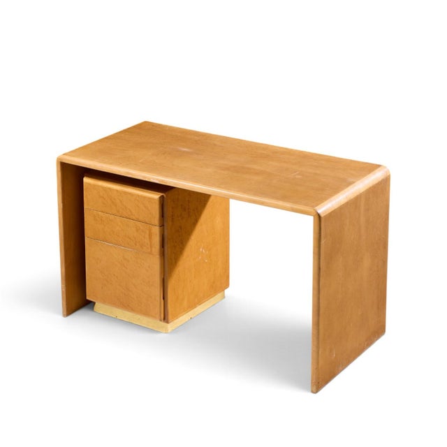 Milo Baughman for Thayer Coggin Mid Century Birdseye Maple and Brass Desk For Sale - Image 10 of 11