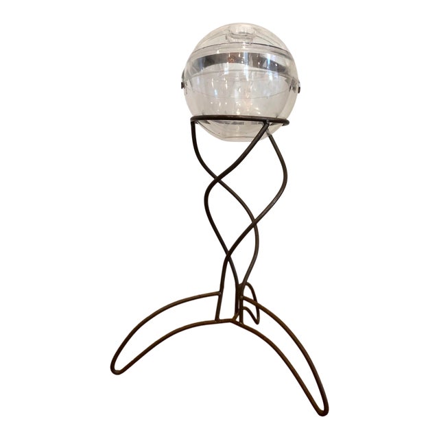 Mid Century Iron and Lucite Ice Bucket Holder For Sale