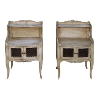 1940s Rustic French Nightstands - Set of 2 For Sale