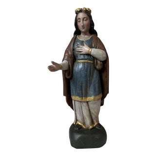19th Century Wooden Virgin Mary, 1800s For Sale