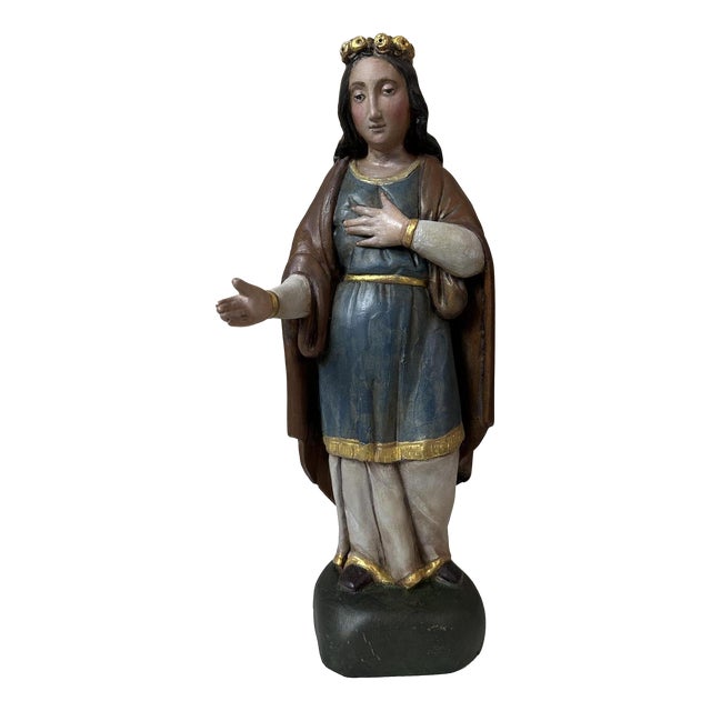 19th Century Wooden Virgin Mary, 1800s For Sale