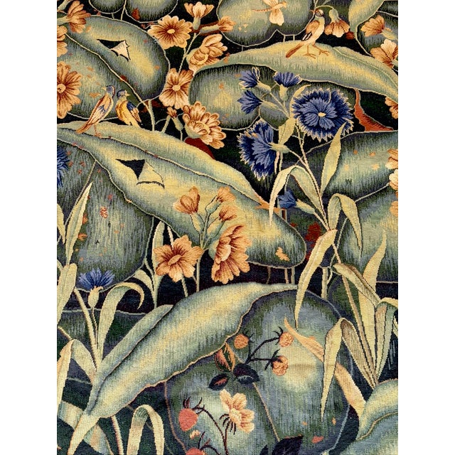 Yellow Arts & Crafts/ William Morris Style Verdure Tapestry Birds, Butterflies Foliage For Sale - Image 8 of 16