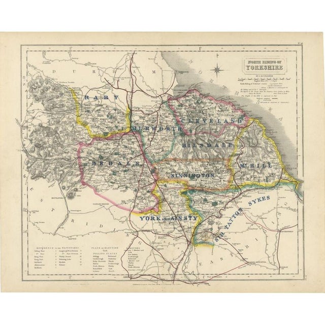 Hobson Fox Hunting Map of Yorkshire North Riding with Bedale Hunt, 1870 For Sale - Image 9 of 9