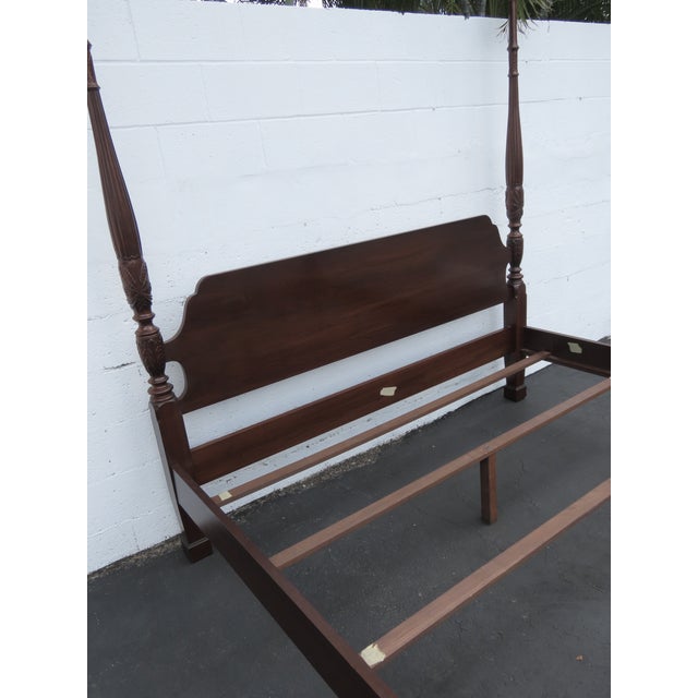Late 20th Century Carved Mahogany King Size Poster Bed 6444 For Sale - Image 5 of 18