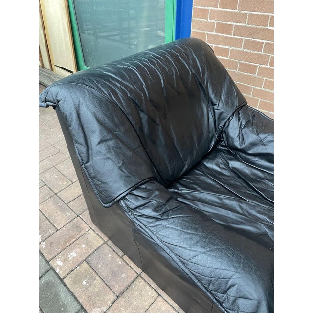 Black Set of Armchairs in Black Leather, Italy, 1980s For Sale - Image 8 of 18