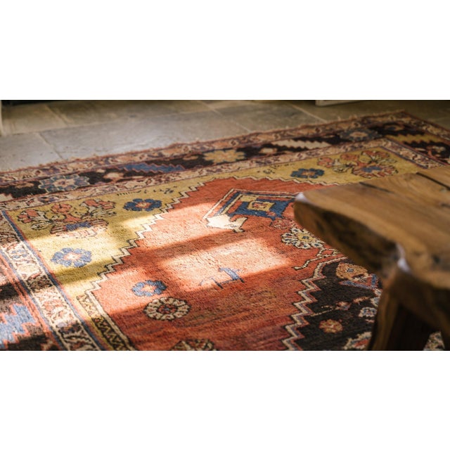 1880s Red Medallion Antique Persian Bijar Rug 3'8" X 7'8" Handknotted Wool Carpet For Sale - Image 14 of 15