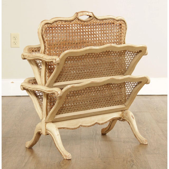 French Provincial Early 20th Century Louis XV Style Cane Magazine Rack For Sale - Image 3 of 13