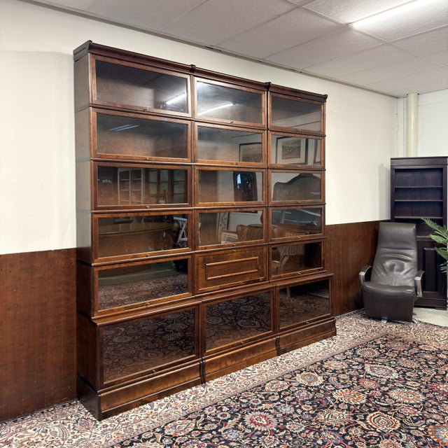 Large English Modular Bookcase from Globe Wernicke, Set of 3 For Sale - Image 3 of 18