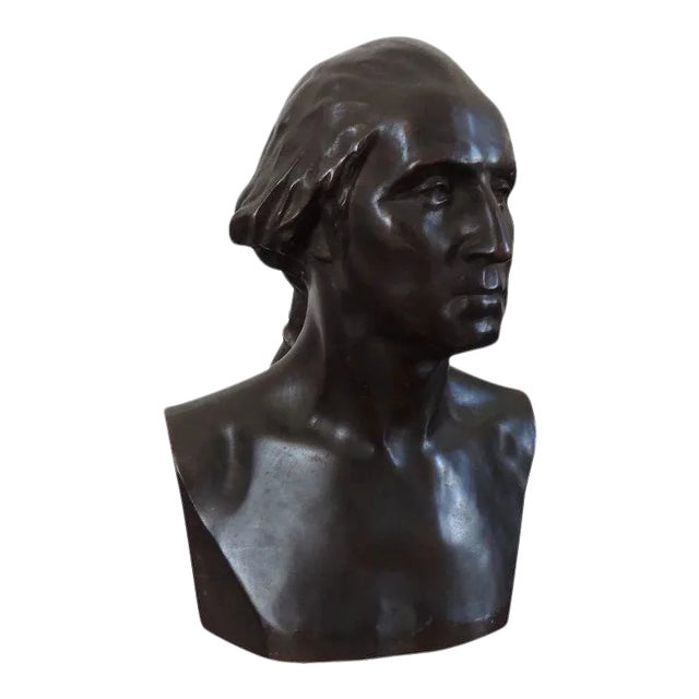 Houdon Style Patinated Bronze George Washington Bust For Sale