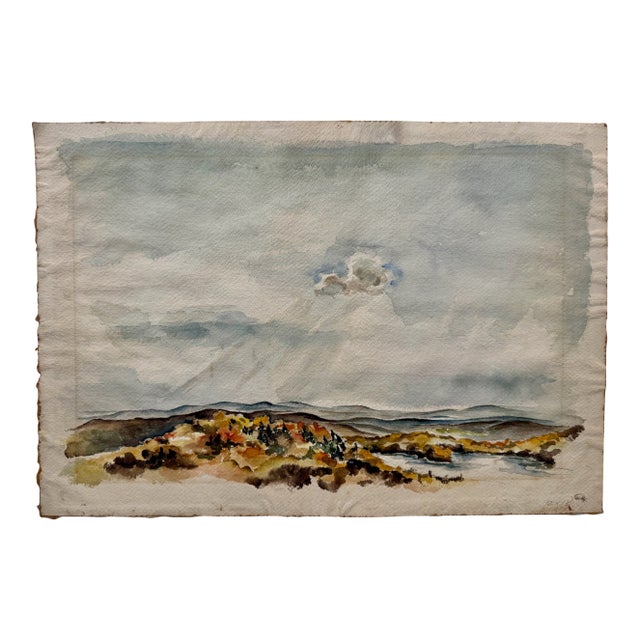 Henry Emil Salloch Original Watercolor on Paper Impressionist Lake Landscape. For Sale