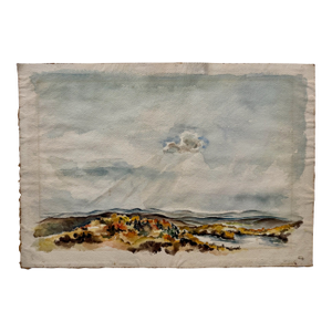 Henry Emil Salloch Original Watercolor on Paper Impressionist Lake Landscape.