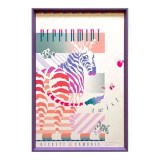 Postmodern Vintage 1988 Lithograph Print " Peppermint Twist " Framed Pop Art Poster For Sale