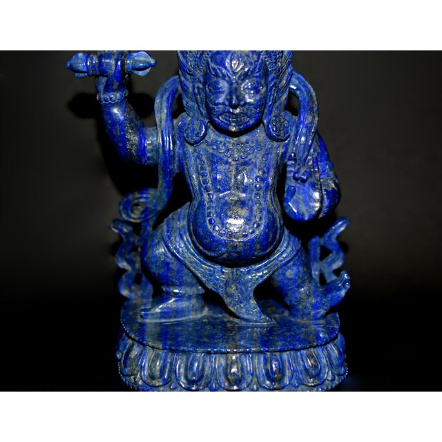 Gemstone Natural Lapis Indian God Vajrapani Protector For Sale - Image 7 of 17