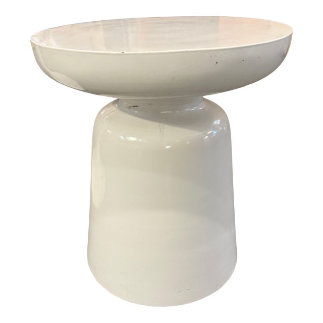 White Modernist Sculptural Side Table/ Low Pedestal For Sale