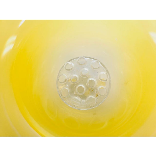 Glass Yellow Art Glass Bowl with Flower Frog Insert from Studio Åhus, Sweden, 2008 For Sale - Image 7 of 9