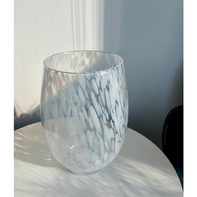 Mid-Century Modern Cenedese Murano Italian White Speckled Murano Glass Vase Mid Century Modern For Sale - Image 3 of 10