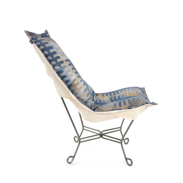 Kenneth Ludwig Chicago Puff Chair Complete Navajo Navy For Sale - Image 4 of 11
