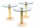 Set of 3 Leon Rosen for Pace Brass Glass & Travertine Post Modern Side Tables For Sale