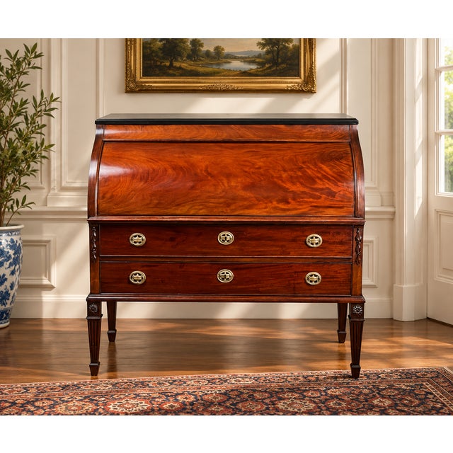 This is a really elegant Directoire-style cylinder desk, crafted in France in the late 19th century, drawing inspiration...