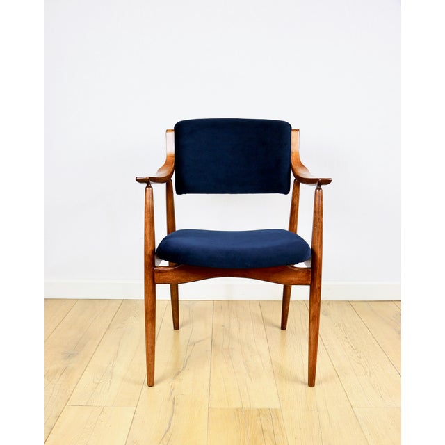 Vintage Danish Office Armchair in Navy Blue, 1970s For Sale - Image 11 of 11