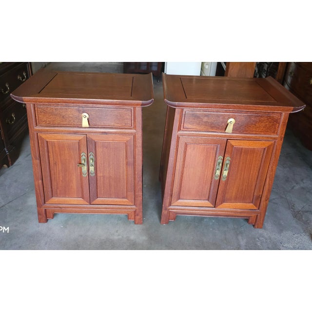 Pair J.l. George Ming Style Rosewood Bedside Tables For Sale In Washington DC - Image 6 of 11