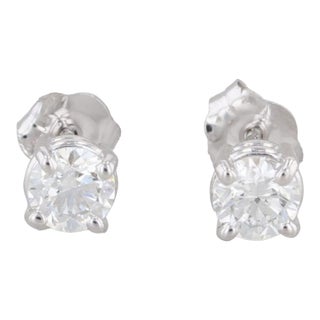 New 0.40ctw Diamond Stud Earrings 14k White Gold Round Solitaire Studs - 2 Pieces For Sale
