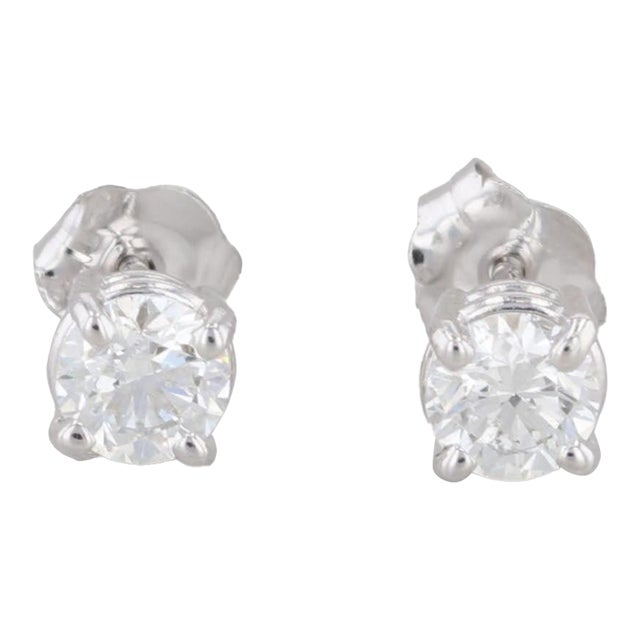 New 0.40ctw Diamond Stud Earrings 14k White Gold Round Solitaire Studs - 2 Pieces For Sale