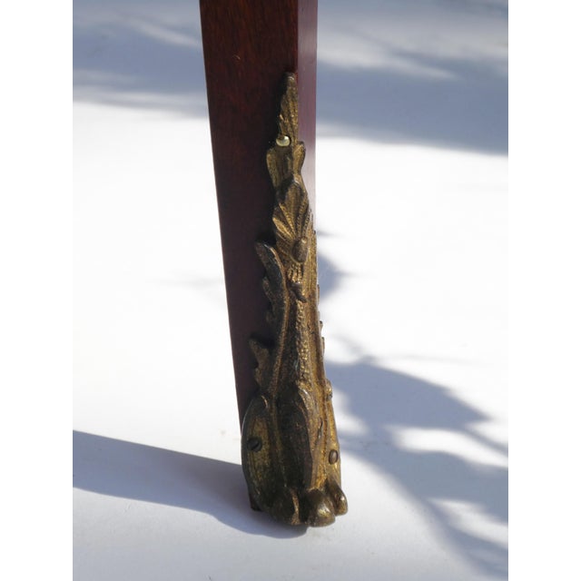 Metal Antique French Louis XV Style Round Side Table with Mable Top and Brass Details, 1960s For Sale - Image 7 of 11