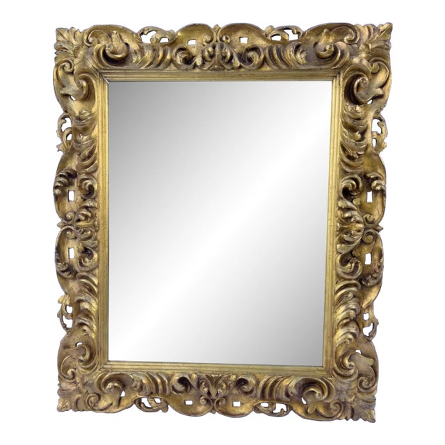 Late 18th Century Baroque Florentine Hand Carved Giltwood Mirror For Sale