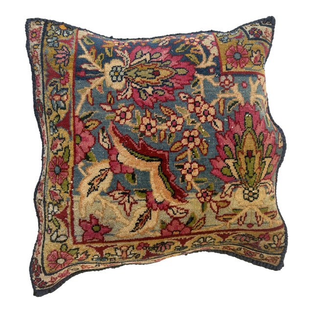 Pillow W/ Antique Persian Rug Fragment, 1'5" X 1'5" For Sale