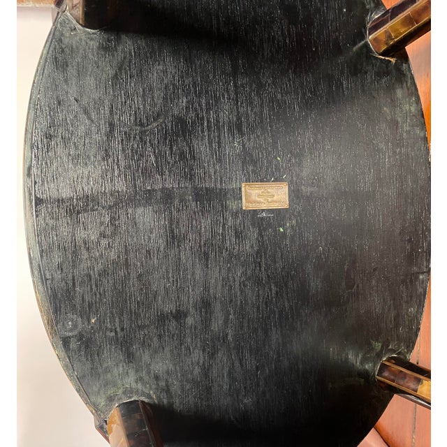 Maitland Smith Tessellated Faux Tortoise Shell Table W Brass Inlay For Sale - Image 12 of 13