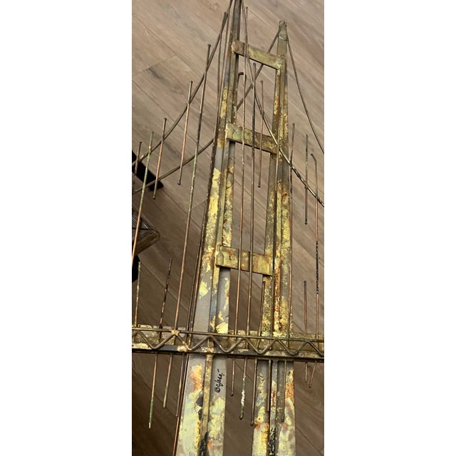 Metal 1970s Signed C. Jere Golden Gate "Bridge" Metal Art Sculpture For Sale - Image 7 of 12