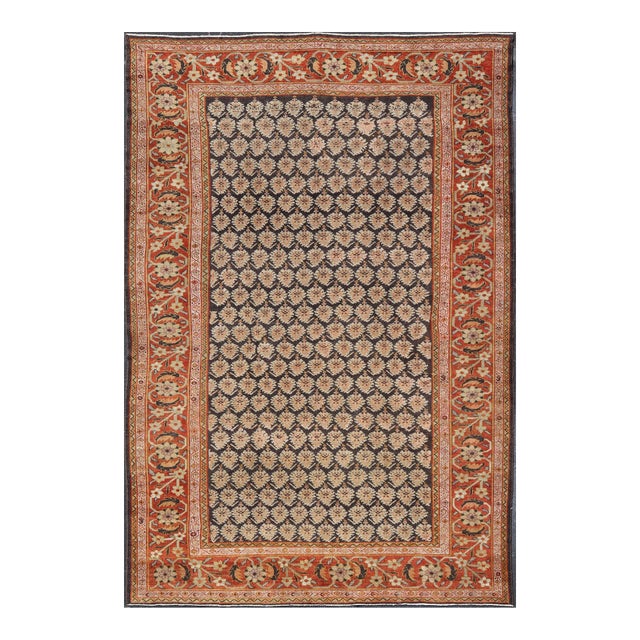 Dark Blue Antique Persian Sultanabad Rug in All-Over Paisley 10'3 X 15'2 For Sale