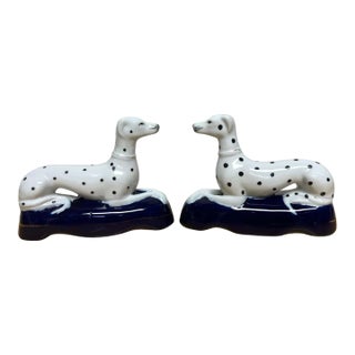 Mid 20th Century Late Staffordshire Recumbent Figures of Dalmatians - A Pair For Sale