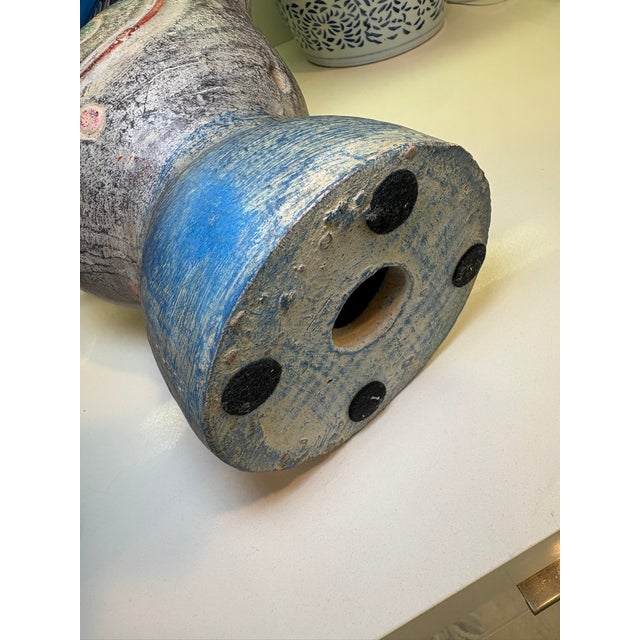 Vintage Thai Terracotta Rooster Bird Sculptures Hand Painted Folk Art – A Pair For Sale - Image 18 of 18