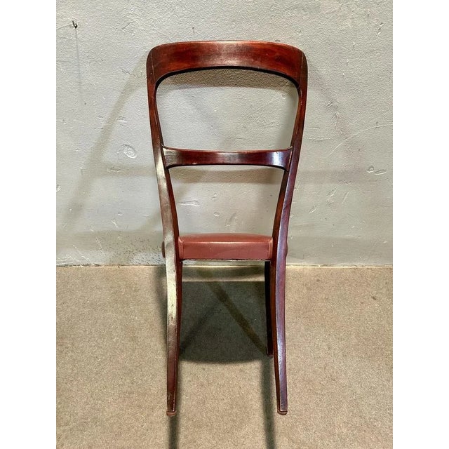 Set of 6 mahogany wood chairs, with stuffed ski seat