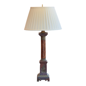1920s Mahogany Column Lamp With Bronze Mounts