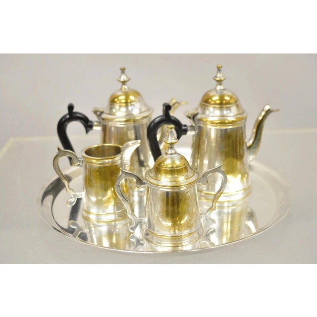 Traditional Vintage Federal Style Small Indian Silver Plated Coffee Tea Set W/ Wilcox Tray For Sale - Image 3 of 12