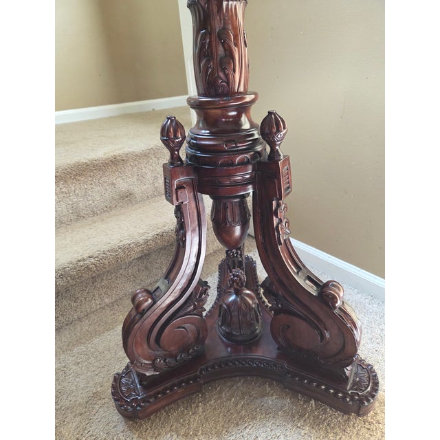 Antique Torchier Carved Mahogany Display Plant Stand - 5 Foot For Sale - Image 10 of 17